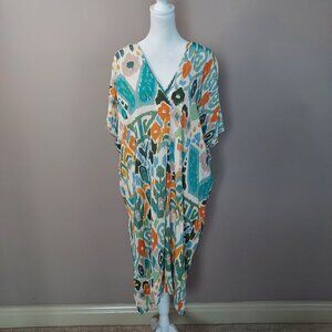 Zara Kaftan Colorful Ikat Print Midi Dress BLOGGERS FAVOURITE  Size M-L NWOT